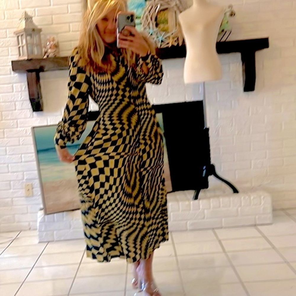 NWT, The Drop, EYE-Catching, Geo-Printed Dress, Button-Up, Belted, Size S - Picture 5 of 7